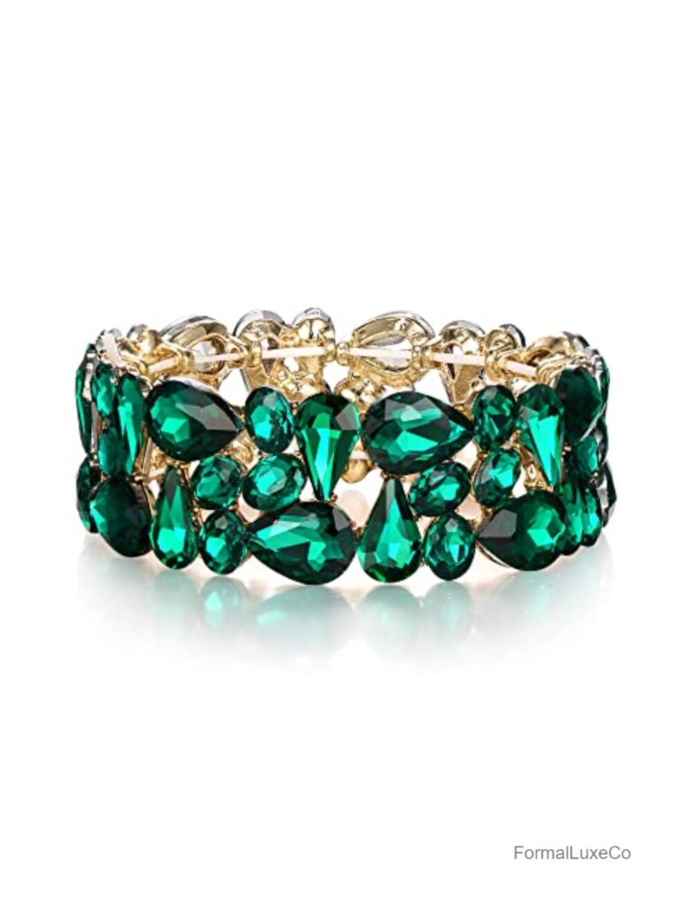 Art Deco Oval Teardrop Crystal Stretch Bracelet Women's Party Prom Jewelry